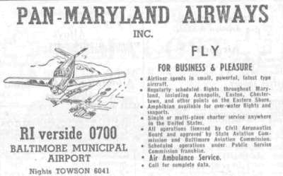 Pan Maryland Airways, Baltimore
