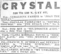 Crystal Theatre Ad Baltimore