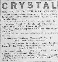 Crystal Theatre Ad Baltimore