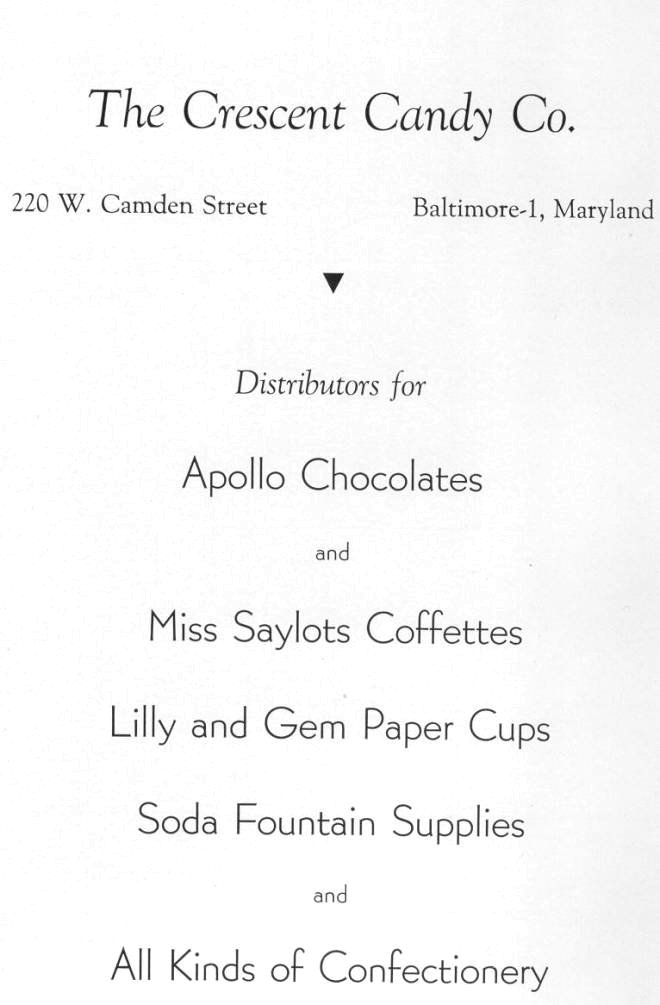 Crescent Candy Company Baltimore 1946