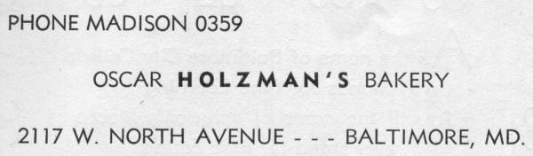Holzman Bakery Baltimore