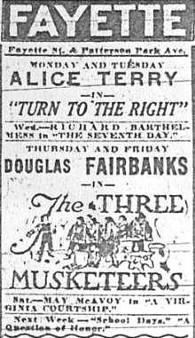 Fayette Theatre Ad Baltimore