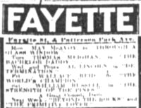 Fayette Theatre Ad Baltimore