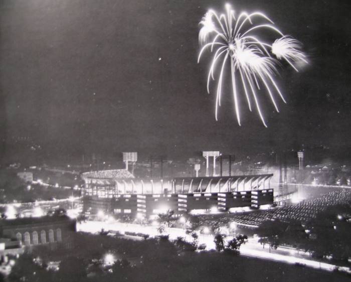 Memorial Satdium At Night Fireworks