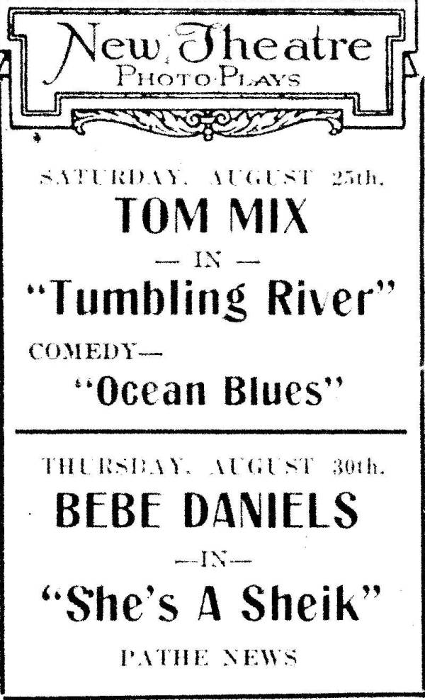 New
                theatre Ad , Taneytown Maryland 1920s