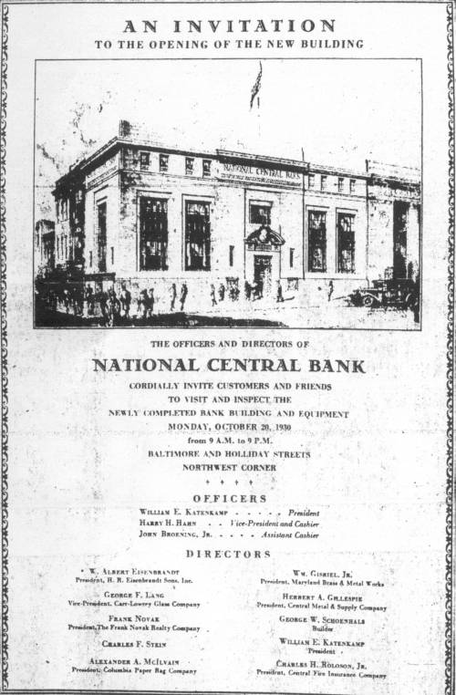 National Central Bank Baltimore Maryland