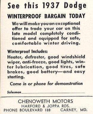 Chenoweth
                Motors Baltimore 1930s
