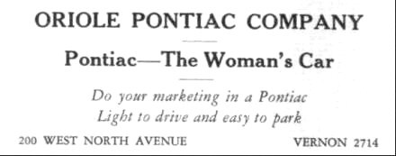 Oriole Pontiac Baltimore