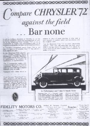 One survivor from the 1920's is Chrysler shown here in an ad for the 