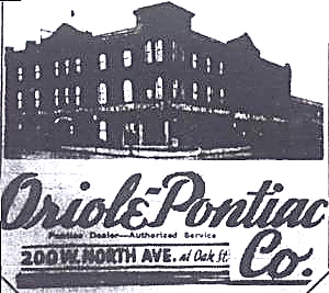 Oriole
              Pontiac Baltimore Ad 1920s