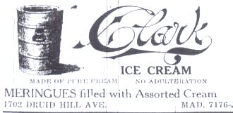 Clark Ice Cream 1907 Baltimore