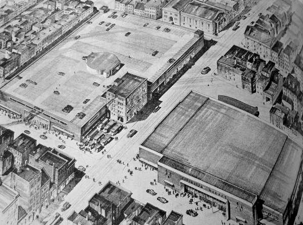 aerial view, plans for Baltimore's Lexington Market