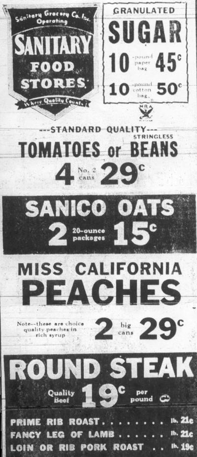 Sanitary Food Stores Baltimore ad