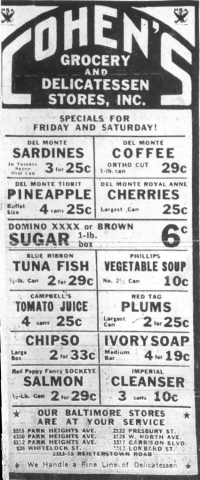 Cohens Grocery Baltimore